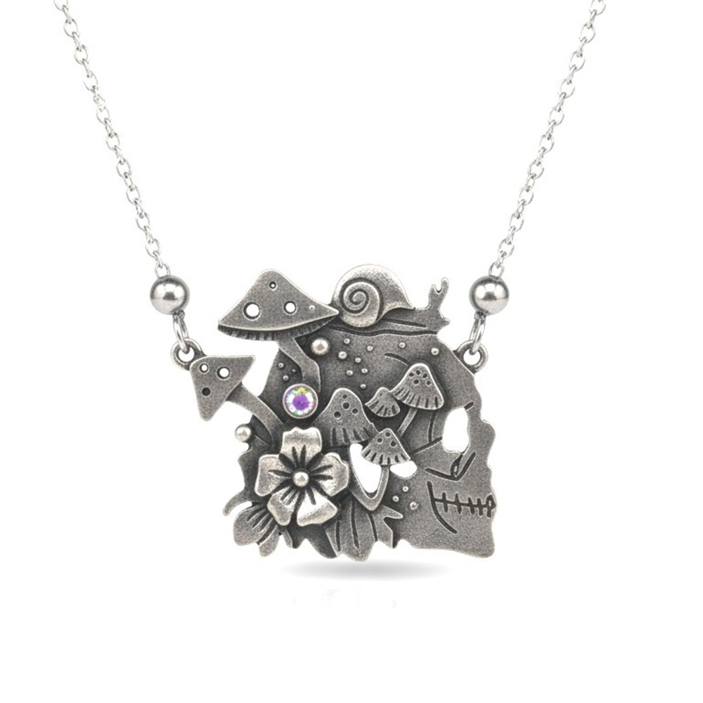 Skull Mushroom Flower Snail Silver Tone Necklace Pendant Gift Jewelry‎